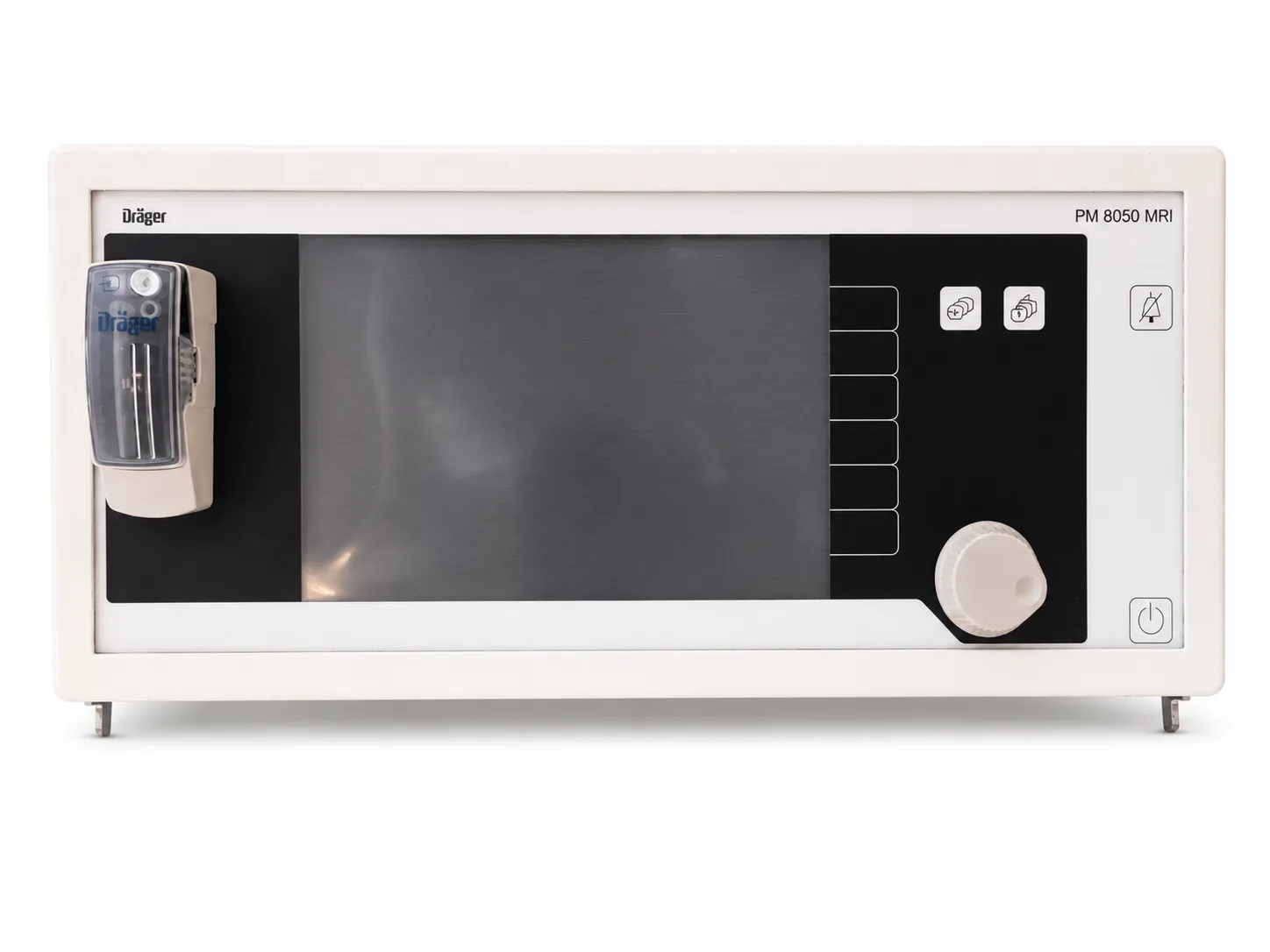Dräger PM 8050 Patientengasmonitor - Standard, MRI & NMR - gebraucht & refurbished – Kennzeichnung der MR-Ausführung mit Modifikations-Aufkleber für die Kernspintomographie