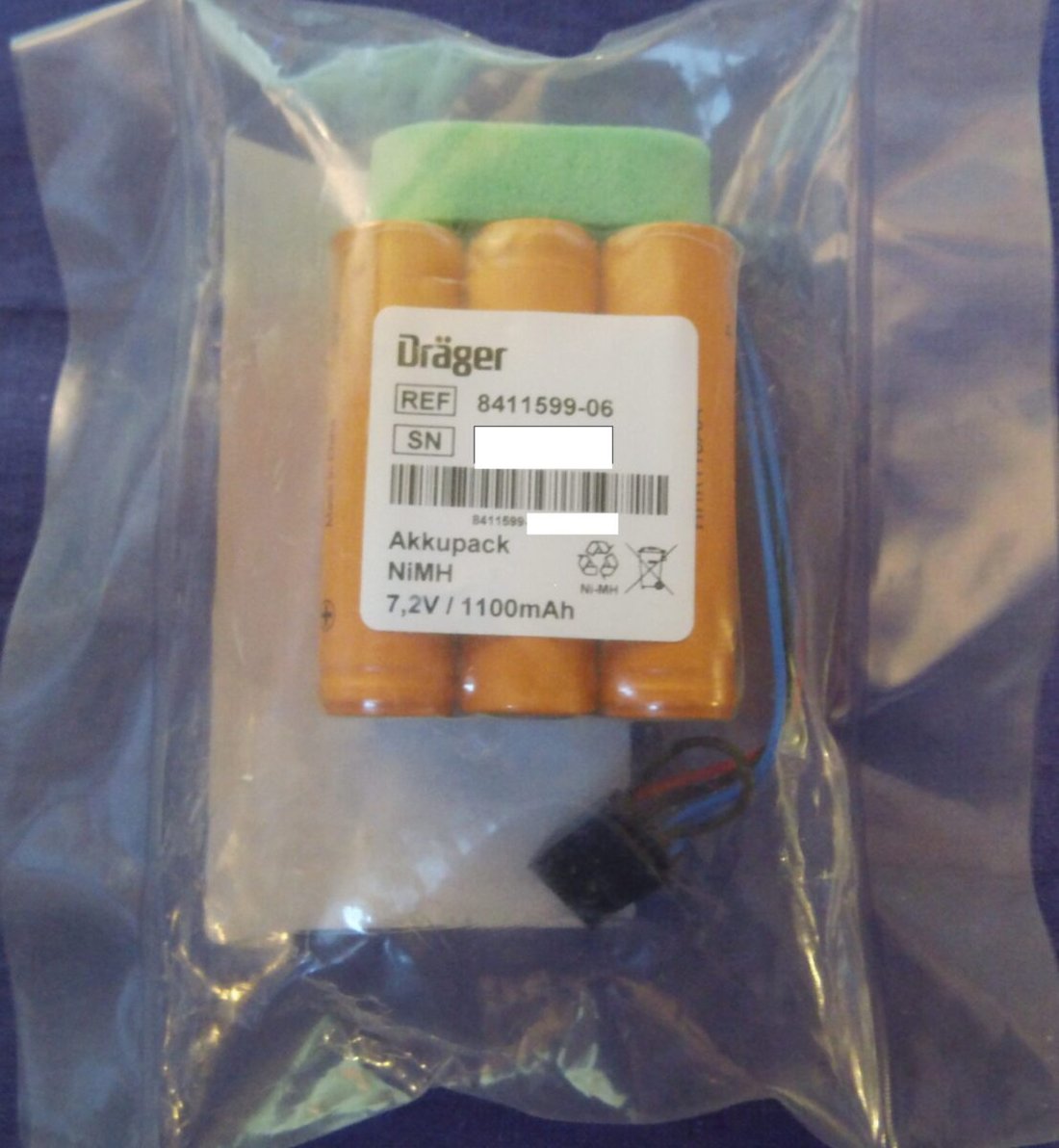 NIMH AKKUPACK FÜR DRÄGER OXYLOG 2000 - 7,2V/1,1AH
