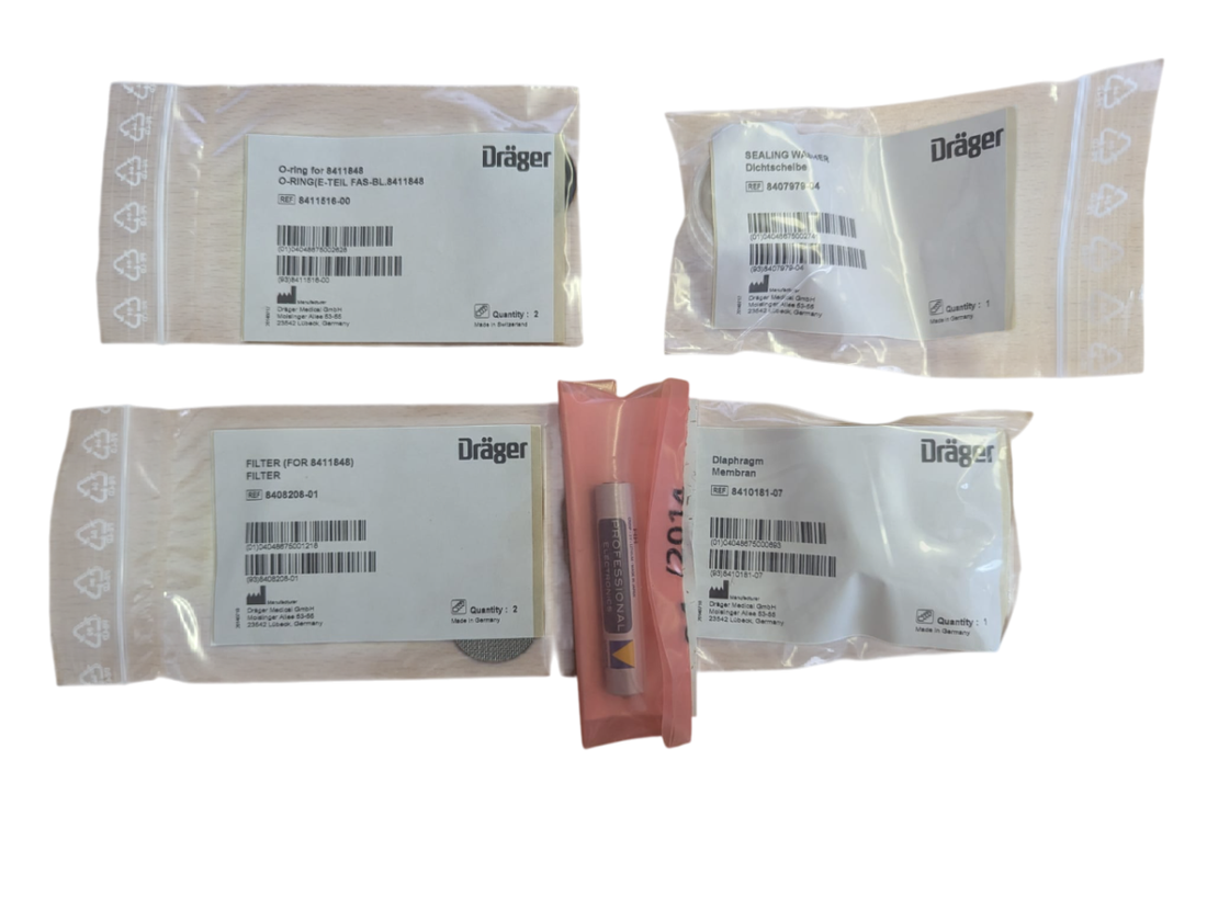 Servicekit MX08225 – Evita 2Dura, 4, XL Inhalt: Dichtscheibe, Membran, Filter, O-Ringe, Batterie